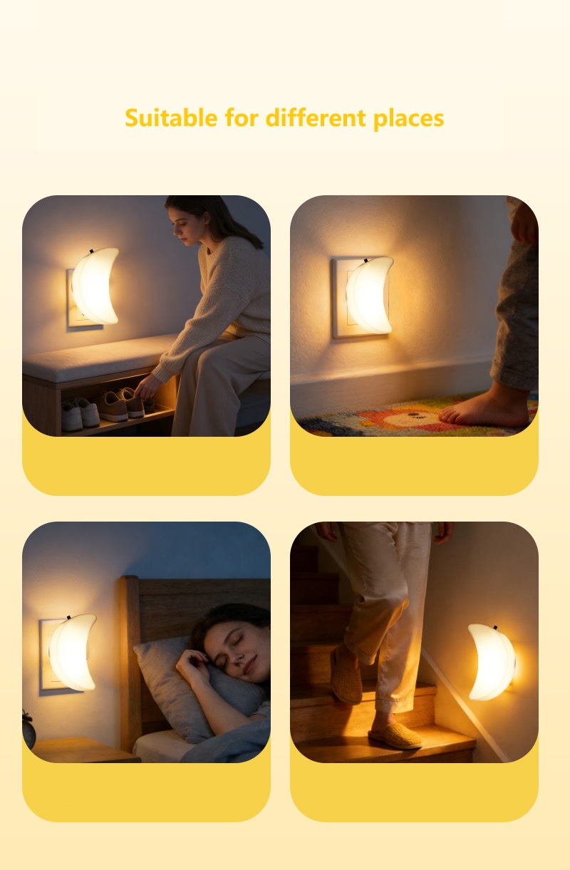 Crescent Moon Night Light Plug with Toggle Switch